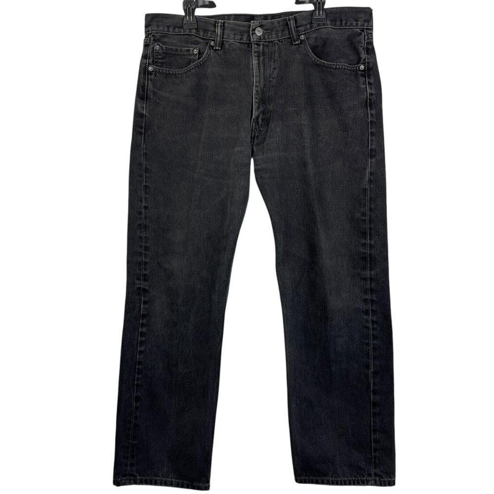 Levis‎ 505 Regular Fit Straight Leg 38x30 100% Cotton Denim Jeans Black Zip